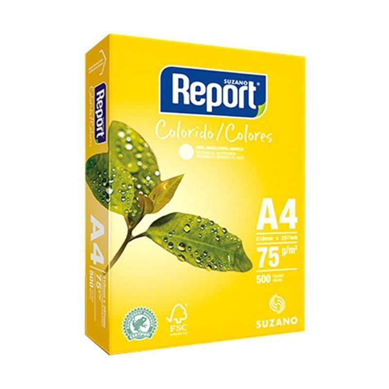 PAPEL SULFITE A4 75G/M² AMARELO COM 500 FOLHAS - REPORT Lojas Encopel