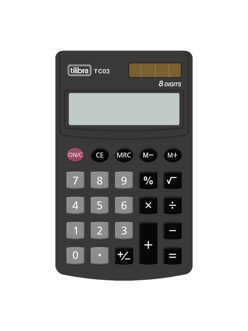 CALCULADORA DE BOLSO 8 DÍGITOS PRETO - TILIBRA - TC03 Lojas Encopel