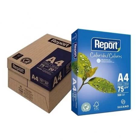 PAPEL SULFITE A4 75G/M² AZUL CAIXA COM 5 RESMAS - REPORT Lojas Encopel