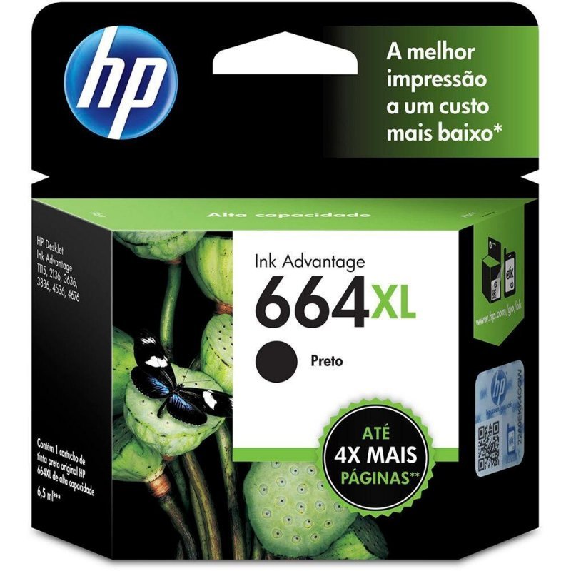 CARTUCHO DE TINTA 664XL PRETO 6,5ML - HP - CZ105AB Lojas Encopel