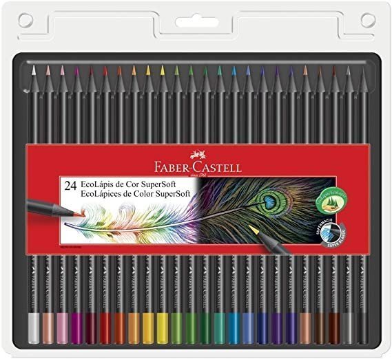 LÁPIS DE COR ECOLÁPIS SUPERSOFT COM 24 CORES - FABER CASTELL - 120724SOFT Lojas Encopel