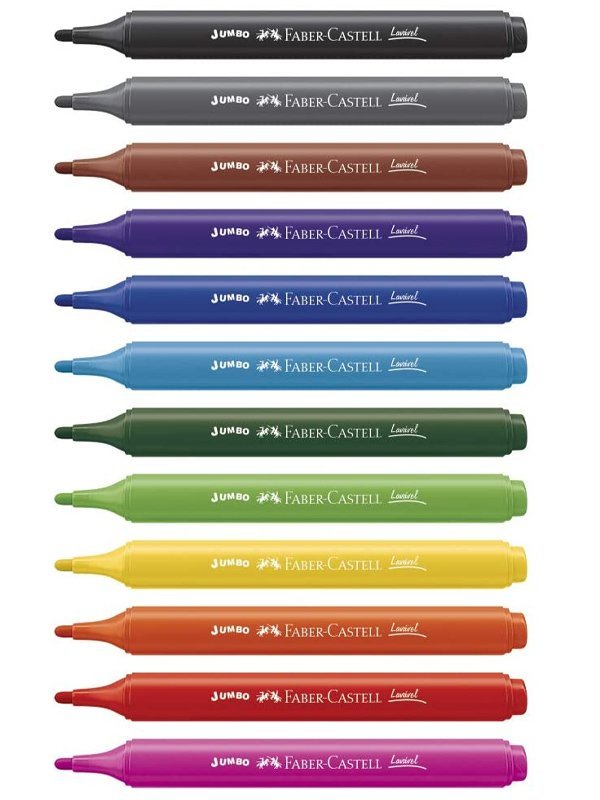 CANETA HIDROGRÁFICA 12 CORES JUMBO - FABER CASTELL - 150212GZF  Lojas Encopel