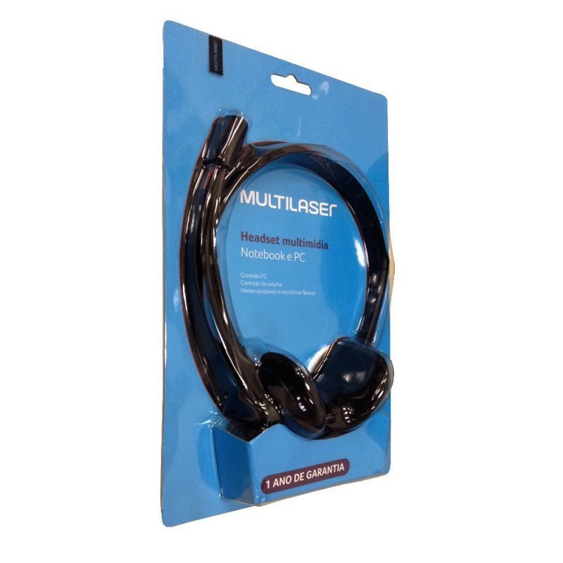 FONE DE OUVIDO HEADSET STEREO PRETO- MULTILASER - PH002 Lojas Encopel