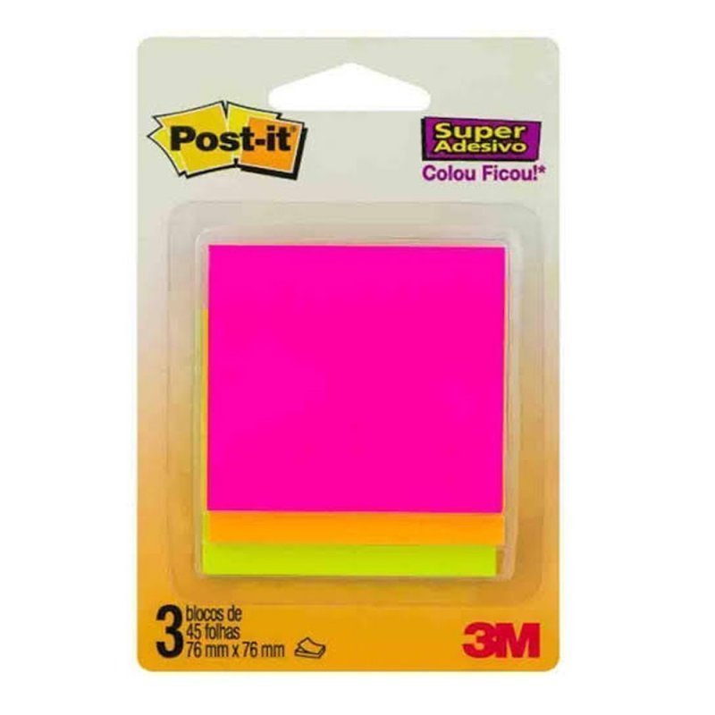 BLOCO ADESIVO POST IT CASCATA 76MM X 76MM COM 135 FOLHAS - 3M Lojas Encopel