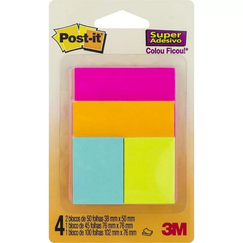 BLOCO ADESIVO POST-IT CASCATA MISTO COM 275 FOLHAS - 3M Lojas Encopel