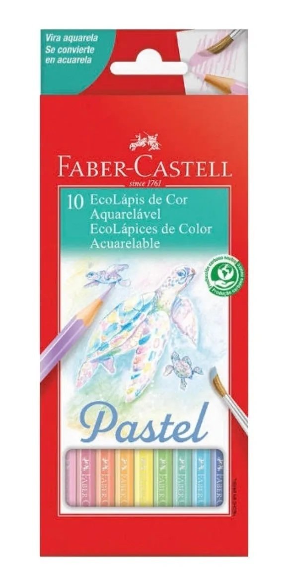 LÁPIS DE COR AQUARELÁVEL 10 CORES PASTEL - FABER CASTELL - 120210P Lojas Encopel