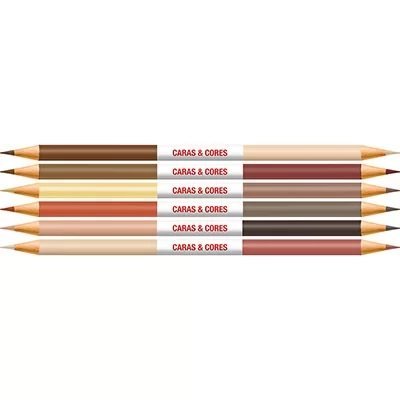 LÁPIS DE COR BICOLOR 12 CORES CARAS & CORES - FABER-CASTELL - 120606CC Lojas Encopel