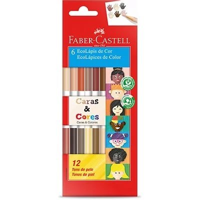 LÁPIS DE COR BICOLOR 12 CORES CARAS & CORES - FABER-CASTELL - 120606CC Lojas Encopel