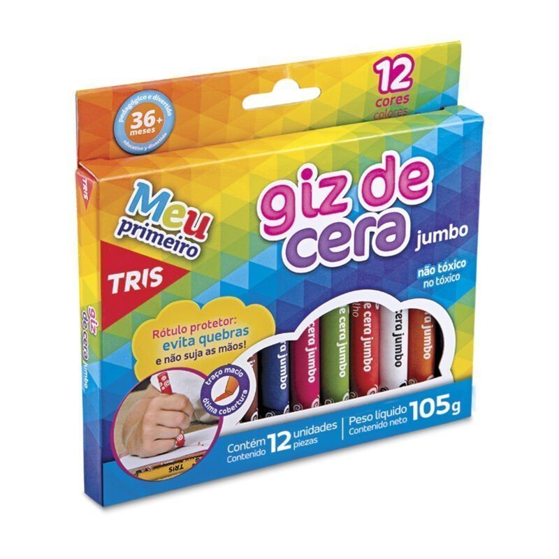 GIZ DE CERA 12 CORES JUMBO - TRIS - 684321 Lojas Encopel