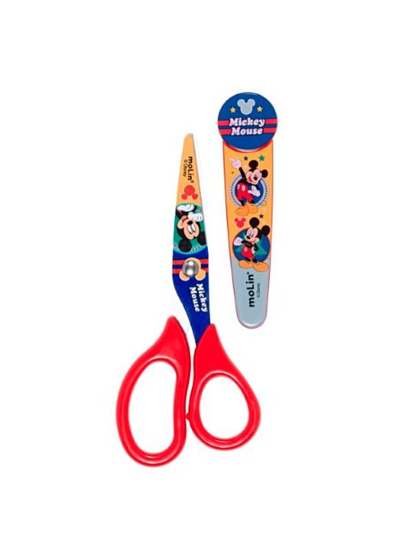 TESOURA ESCOLAR 13CM COM PROTETOR MICKEY - MOLIN - 22673 Lojas Encopel