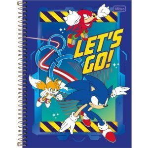 Caderno Espiral Capa Dura Universitário 1 Matéria Sonic 80 Folhas - Capa  cinza - Let's roll - Sortido