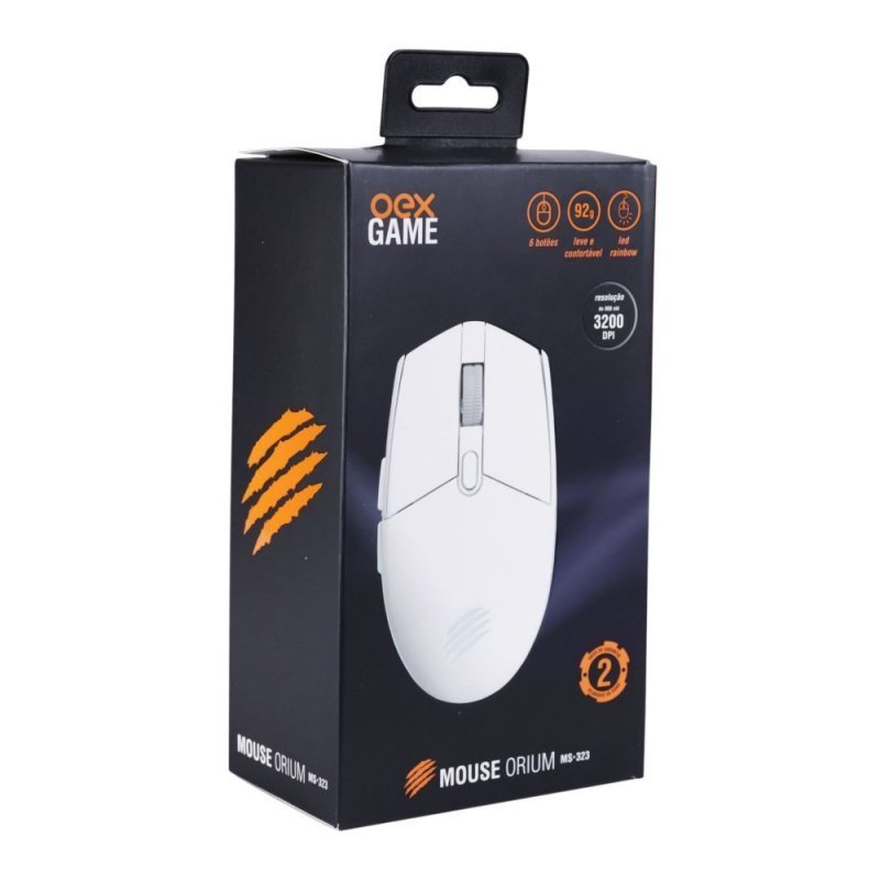 MOUSE GAMER USB ORIUM BRANCO - OEX - MS323 Lojas Encopel