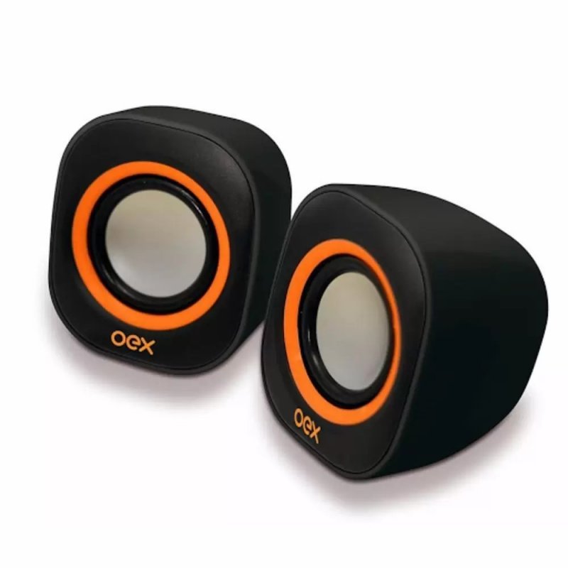 CAIXA DE SOM ROUND PRETO E LARANJA - OEX - SK100 Lojas Encopel