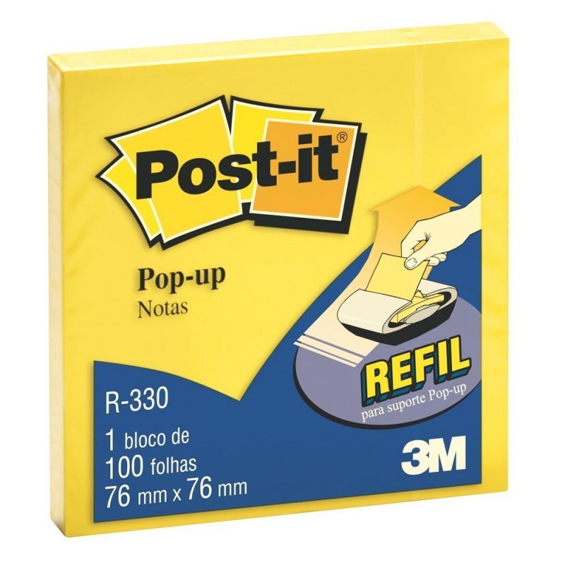 REFIL BLOCO ADESIVO POST IT 76MM X 76MM AMARELO COM 100 FOLHAS - 3M Lojas Encopel