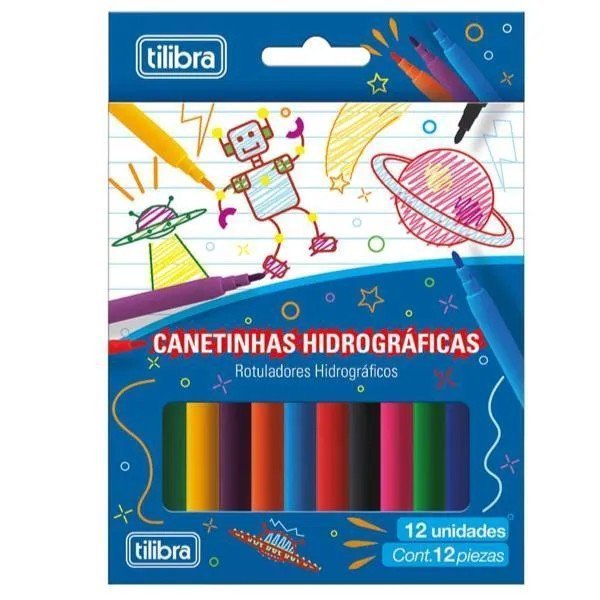 CANETA HIDROGRAFICA 12 CORES - TILIBRA Lojas Encopel