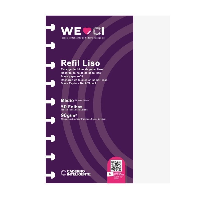 REFIL INTELIGENTE MÉDIO LISO COM 50 FOLHAS - CADERNO INTELIGENTE Lojas Encopel