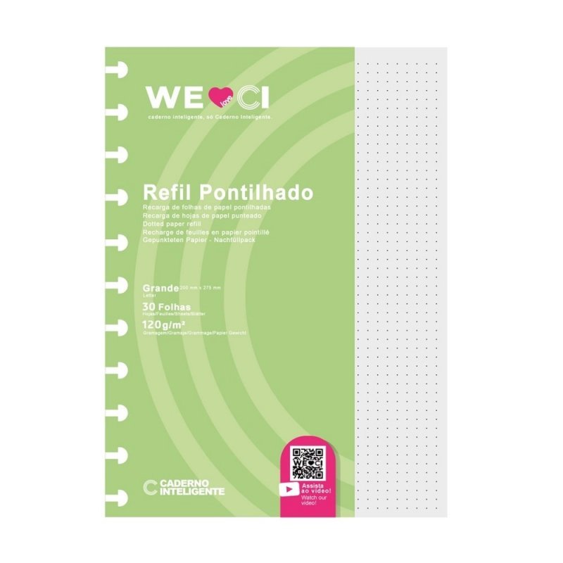 REFIL INTELIGENTE GRANDE PONTILHADO COM 30 FOLHAS - CADERNO INTELIGENTE Lojas Encopel