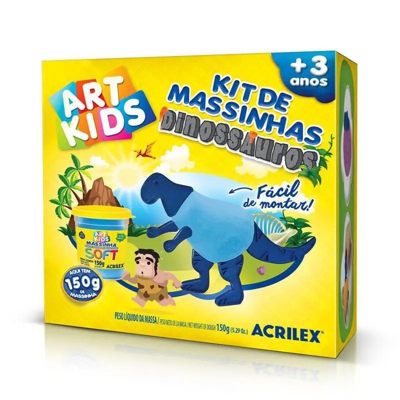 KIT MASSA DE MODELAR DINOSSAUROS AZUL - ACRILEX - 400500000 Lojas Encopel