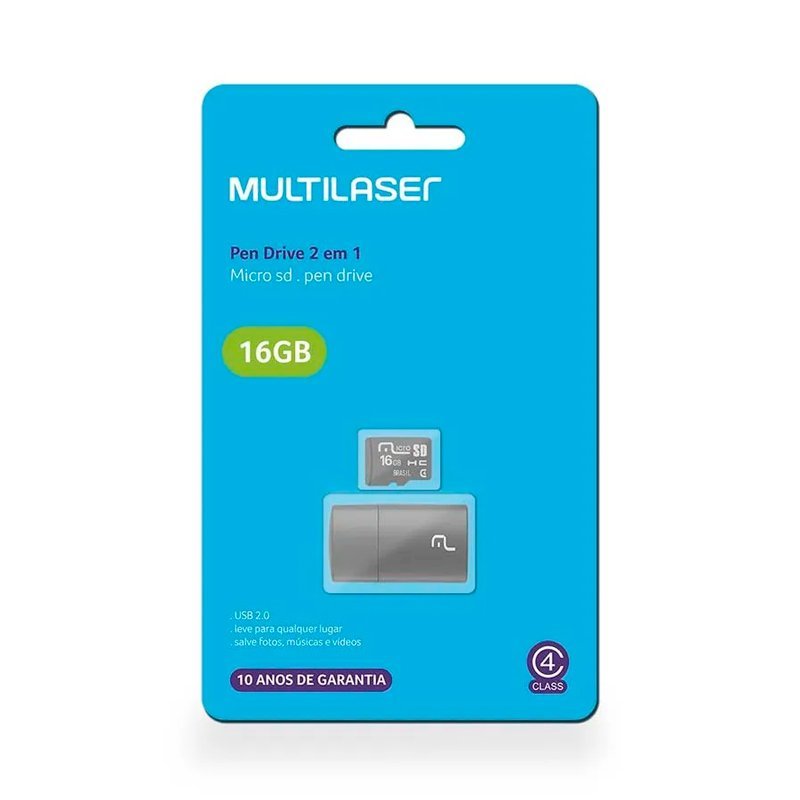 KIT 2 EM 1 LEITOR USB + CARTÃO DE MEMÓRIA 16GB - MULTI Lojas Encopel