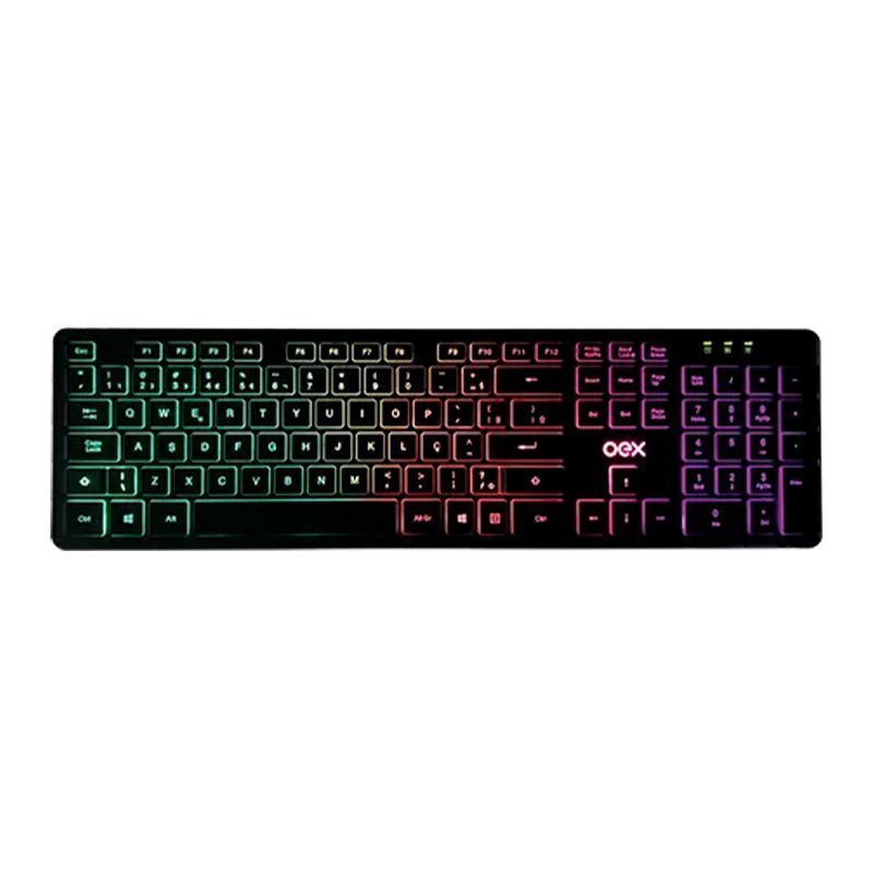  TECLADO COM FIO RAINBOW FLAT - OEX Lojas Encopel