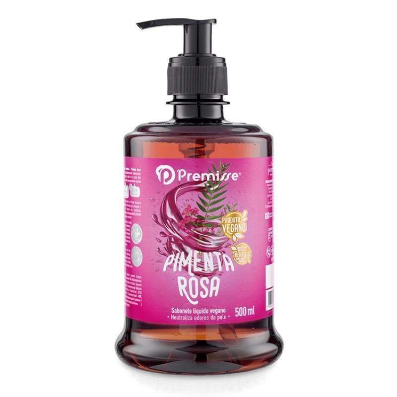 SABONETE LIQUIDO VEGANO PIMENTA ROSA 500ML - PREMISSE Lojas Encopel