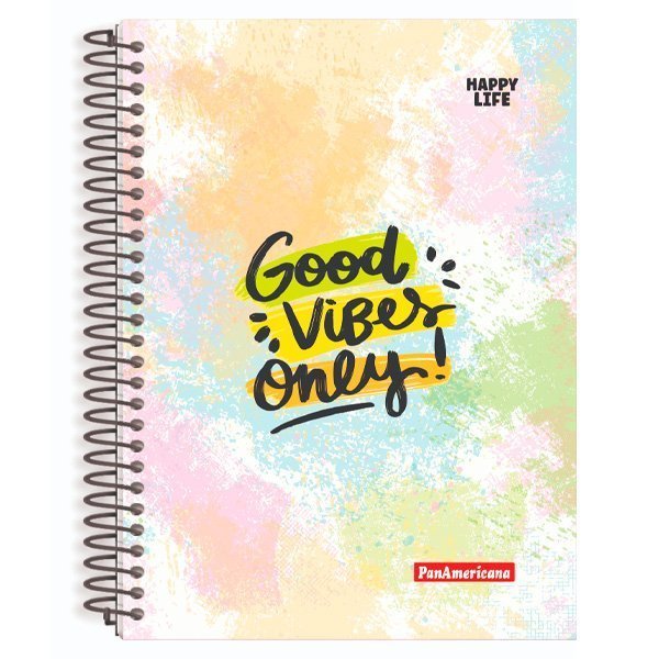 CADERNO ESPIRAL UNIVERSITÁRIO HAPPY LIFE 80 FOLHAS - PANAMERICANA Lojas Encopel