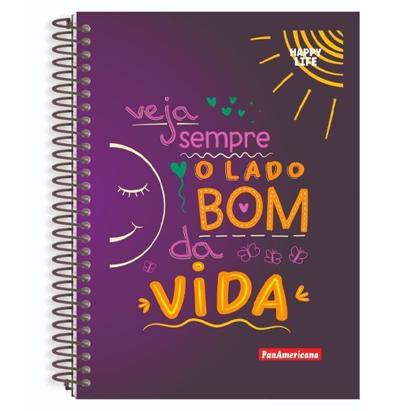 CADERNO ESPIRAL UNIVERSITÁRIO HAPPY LIFE 80 FOLHAS - PANAMERICANA Lojas Encopel