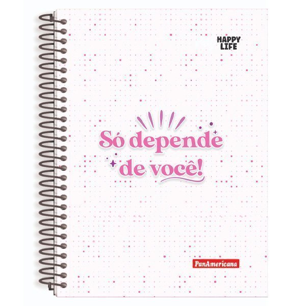 CADERNO ESPIRAL UNIVERSITÁRIO HAPPY LIFE 80 FOLHAS - PACOTE COM 5 CADERNOS - PAN Lojas Encopel