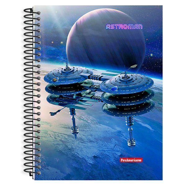 CADERNO UNIVERSITÁRIO ESPIRAL ASTROMAN 80 FOLHAS - PANAMERICANA Lojas Encopel