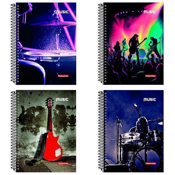 CADERNO UNIVERSITÁRIO MUSIC ALIVE 10 MATÉRIAS 160 FOLHAS - PACOTE COM 3 CADERNOS Lojas Encopel