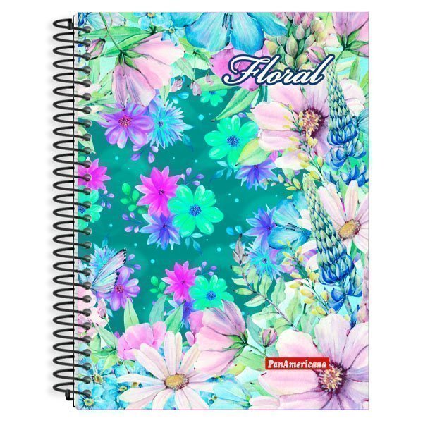 CADERNO ESPIRAL UNIVERSITÁRIO FLORAL 80 FOLHAS - PANAMERICANA Lojas Encopel