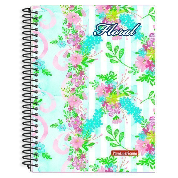 CADERNO ESPIRAL UNIVERSITÁRIO FLORAL 80 FOLHAS - PANAMERICANA Lojas Encopel