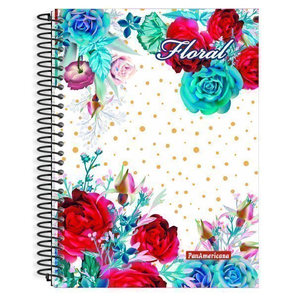 CADERNO ESPIRAL UNIVERSITÁRIO FLORAL 80 FOLHAS - PANAMERICANA Lojas Encopel