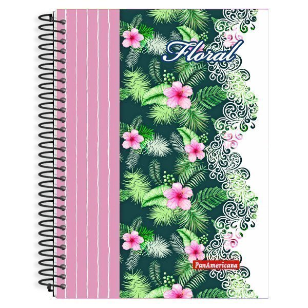 CADERNO ESPIRAL UNIVERSITÁRIO FLORAL 80 FOLHAS - PANAMERICANA Lojas Encopel