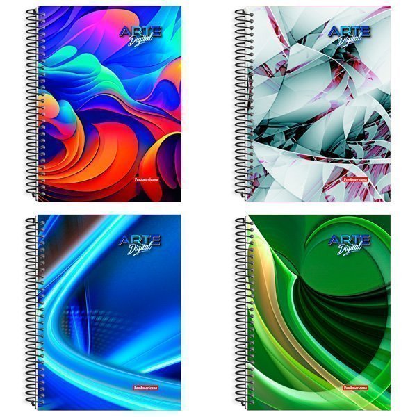 CADERNO ESPIRAL UNIVERSITÁRIO ARTE DIGITAL 80 FOLHAS - PACOTE COM 5 CADERNOS - P Lojas Encopel