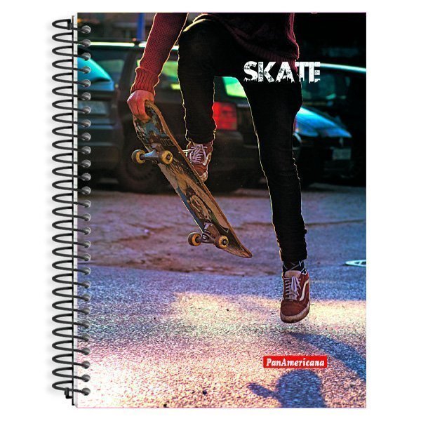 CADERNO UNIVERSITÁRIO SKATE 10 MATÉRIAS 160 FOLHAS - PANAMERICANA  Lojas Encopel