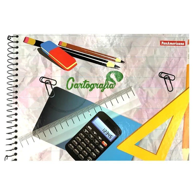 CADERNO CARTOGRAFIA ESPIRAL COM 96 FOLHAS - PACOTE COM 5 CADERNOS - PANAMERICANA Lojas Encopel