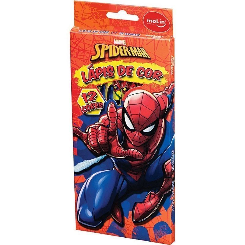 LÁPIS DE COR 12 CORES SPIDER-MAN - MOLIN Lojas Encopel