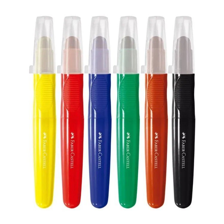 GIZ DE CERA JUMBO 06 CORES RETRATIL LITTLE CREATIVES - FABER CASTELL Lojas Encopel