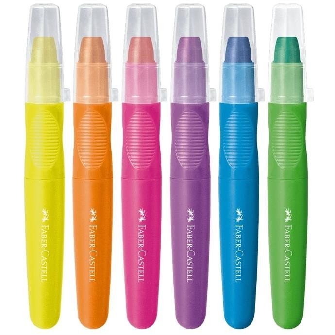 GIZ DE CERA JUMBO 06 CORES NEON LITTLE CREATIVES - FABER CASTELL Lojas Encopel