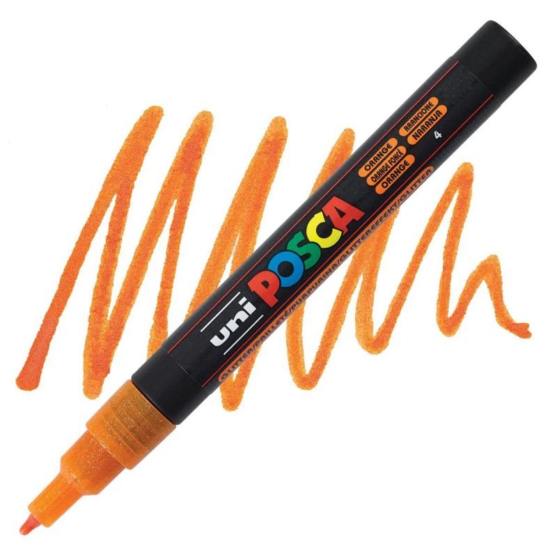 CANETA POSCA PC-3ML LARANJA GLITTER - 43.1314 - UNI-BALL Lojas Encopel