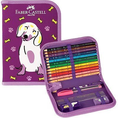 ESTOJO ESCOLAR COMPLETO PETS CACHORRO - FABER-CASTELL Lojas Encopel