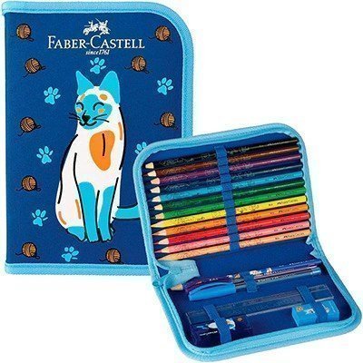 ESTOJO ESCOLAR COMPLETO PETS GATO - FABER-CASTELL Lojas Encopel