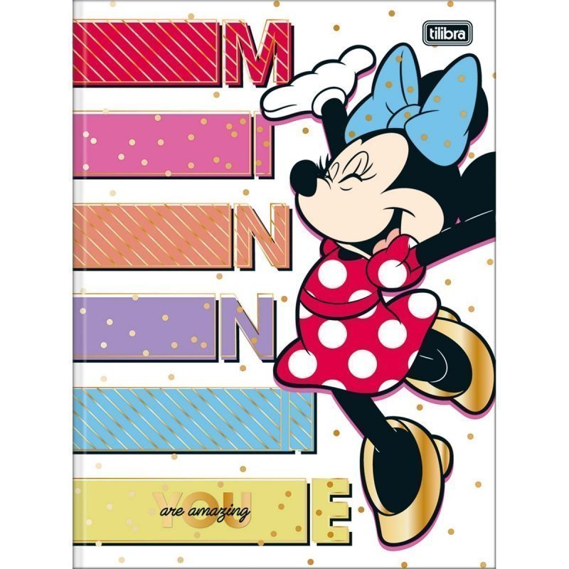 CADERNO BROCHURA CAPA DURA UNIVERSITÁRIO MINNIE 48 FOLHAS - TILIBRA Lojas Encopel