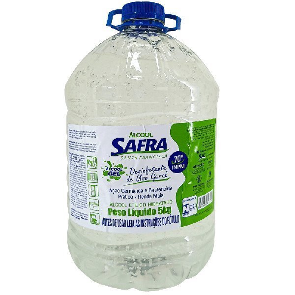 ÁLCOOL GEL 70° BACTERICIDA 5KG - SAFRA Lojas Encopel