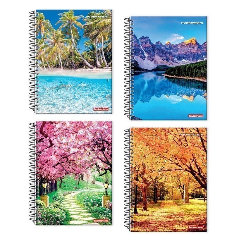 CADERNO ESPIRAL UNIVERSITÁRIO 10 MATÉRIAS PAISAGEM 160 FOLHAS - PANAMERICANA  Lojas Encopel